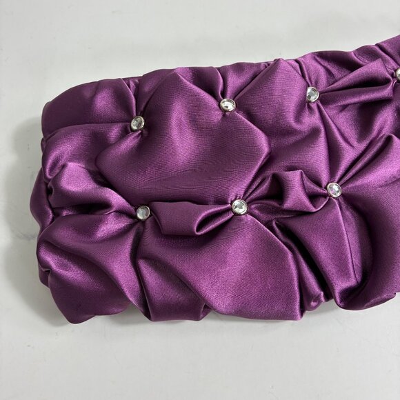 Steve Madden Purple Satin Crystal Embellished Evening Clutch  Glam - Picture 2 of 7